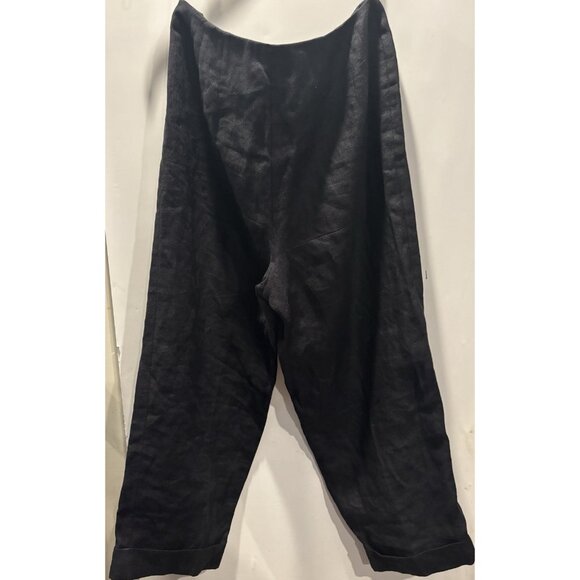 Talbots Pants Womens Size 12 Black 100% Linen Trousers Wide Leg Signature - Picture 4 of 7